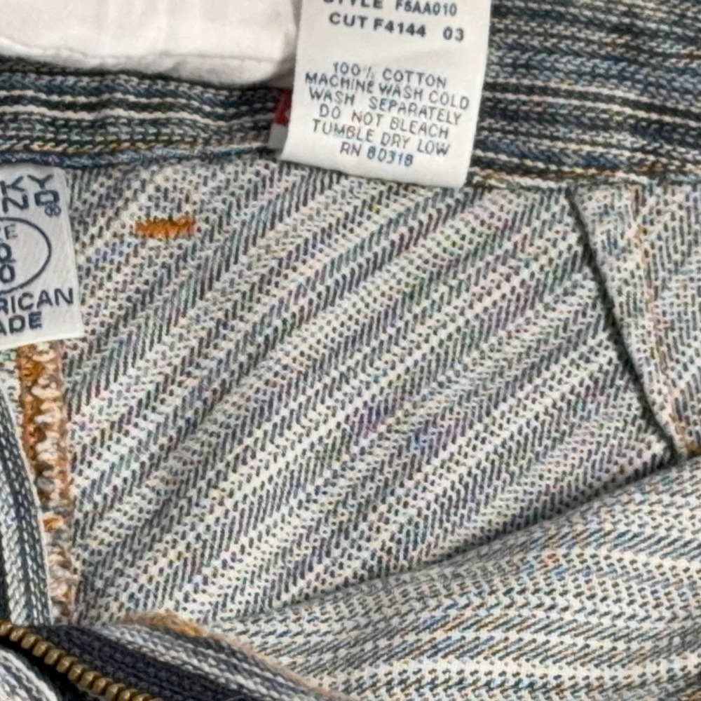 Lucky Brand Denim Skirt Womens 10 Blue Striped A-Line American Made Y2K Boho - Picture 4 of 8